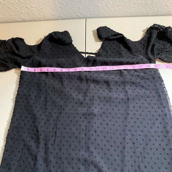 Blue Rain Womens Large Dress Black Polka Dot Texture Cold Shoulder Strappy - Picture 5 of 6